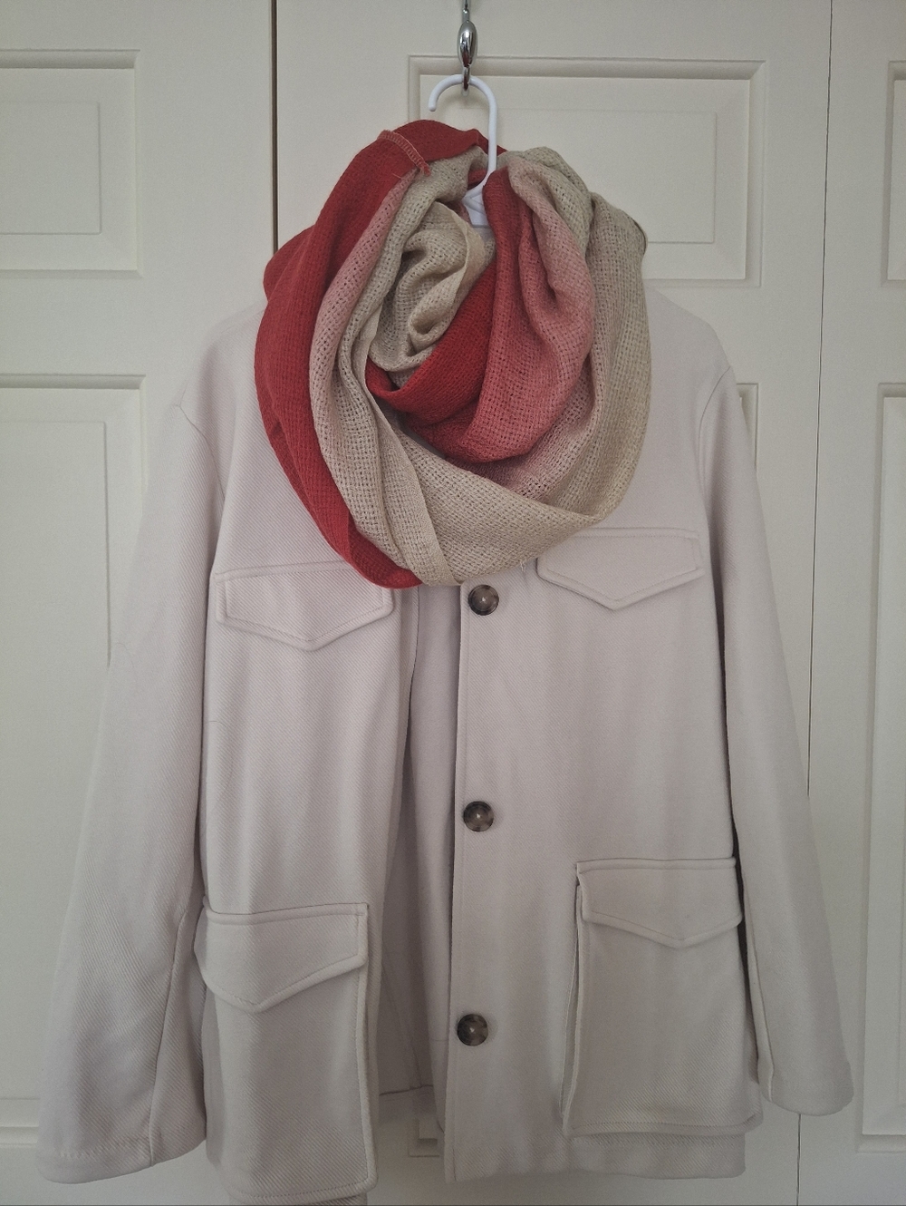 Ombre Pink and Beige Infinity Scarf